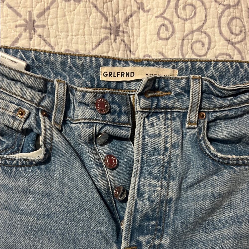 GRLFRND Sky Blue Button-Fly Jeans